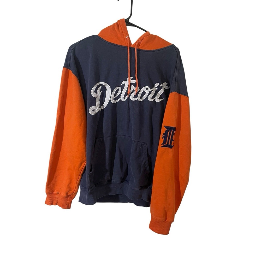 Vintage Detroit Tigers Men's Large Colorblock Hoodie Baseball‎ Y2K Stitches